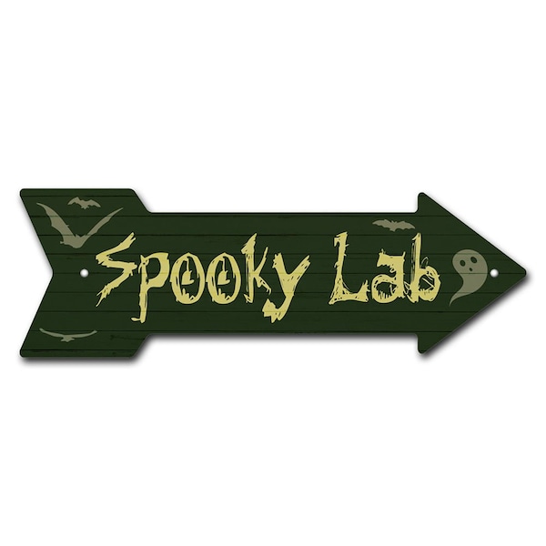 Spooky Lab Arrow Sign Funny Home Decor 24in Wide